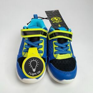 Light Up Memory Foam Sneakers Athletic Works Size 8 Boys Easy On Off No Tying